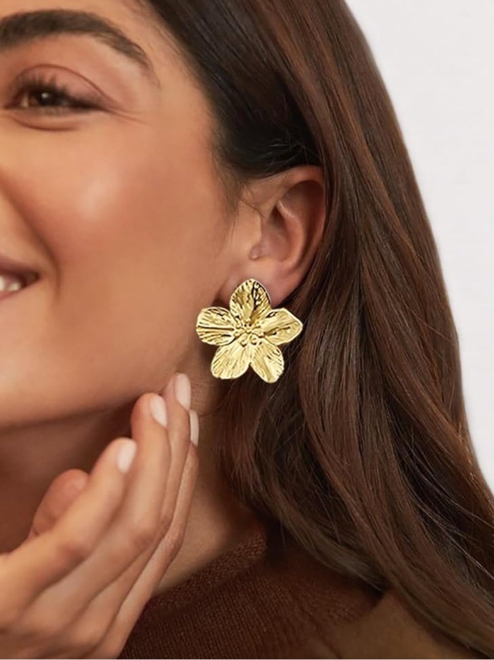 Big Gold Flower Statement Earrings